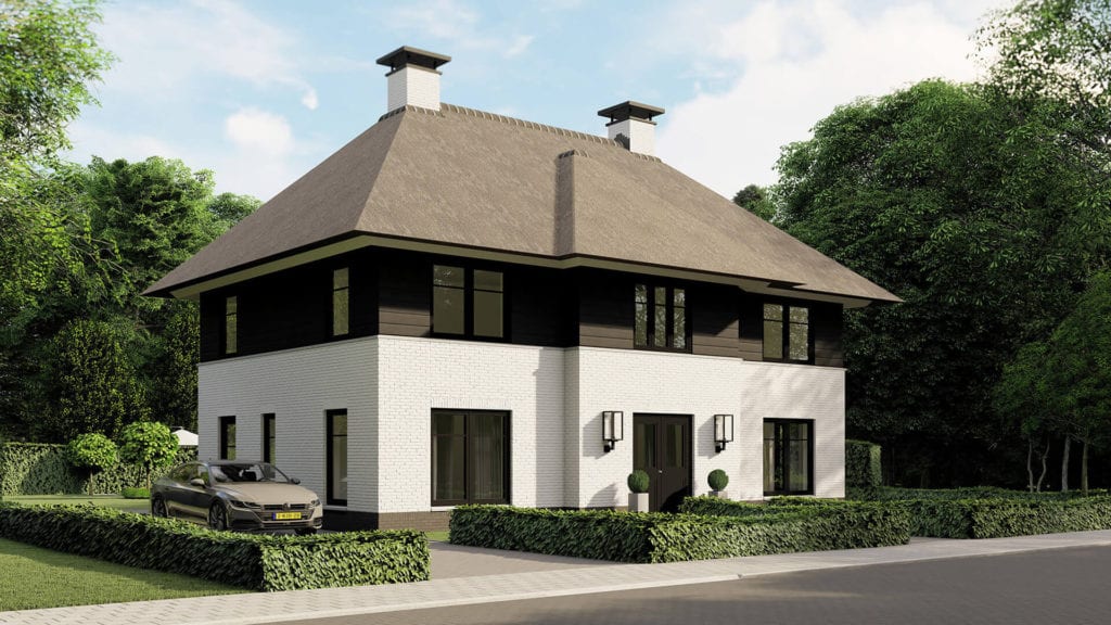 Catalogusbouw - Villa type Nachtpauwoog met rieten dak - Architectuurwonen