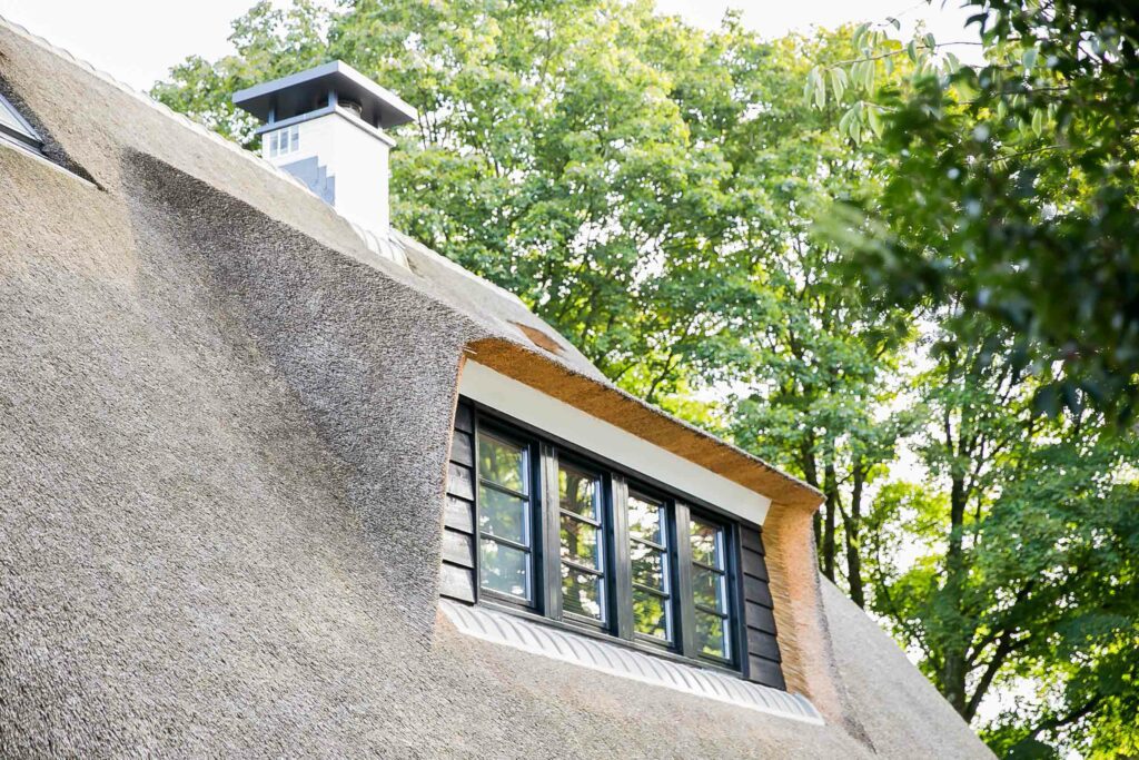Een rietgedekte villa bouwen - verkleuring van een rieten dak