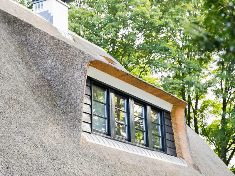 Een rietgedekte villa bouwen - verkleuring van een rieten dak